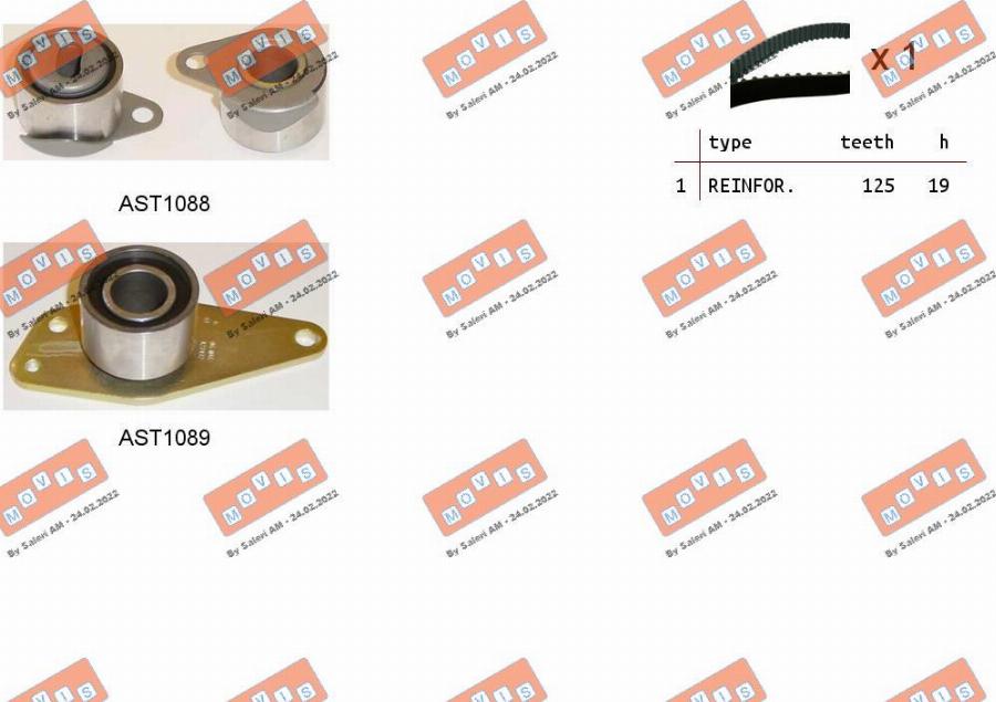 MOVIS ASTK0875 - Комплект зубчатого ремня ГРМ www.autospares.lv