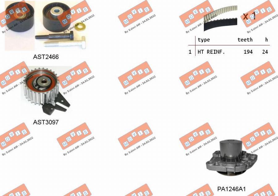 MOVIS ASTK1094PA - Water Pump & Timing Belt Set www.autospares.lv