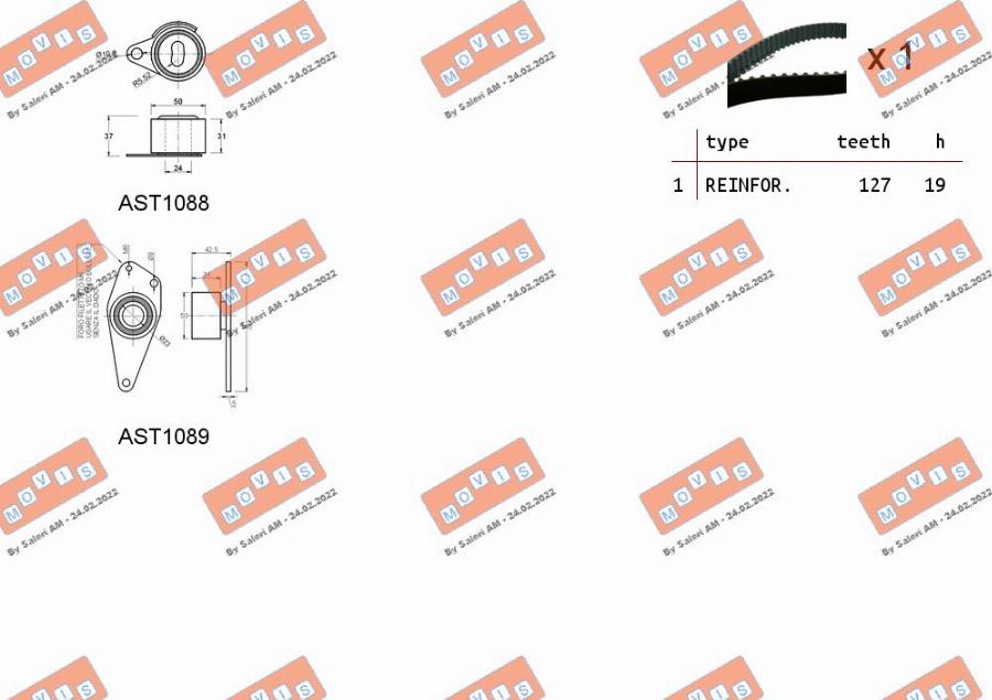 MOVIS ASTK1041 - Комплект зубчатого ремня ГРМ www.autospares.lv