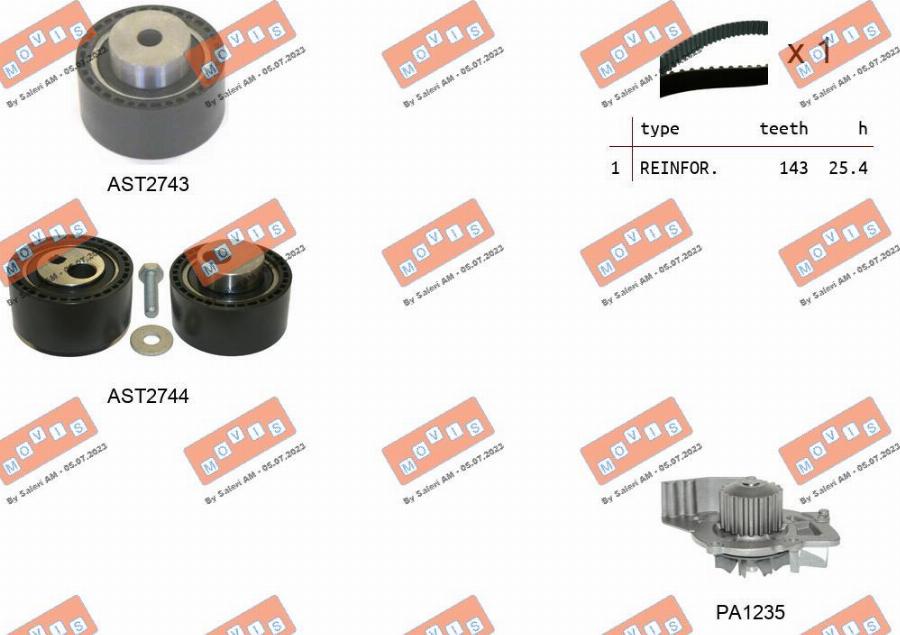 MOVIS ASTK1086PA - Ūdenssūknis + Zobsiksnas komplekts autospares.lv