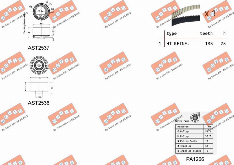 MOVIS ASTK1080PA - Водяной насос + комплект зубчатого ремня ГРМ www.autospares.lv