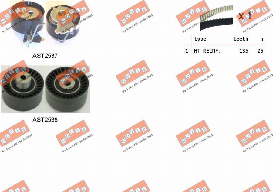 MOVIS ASTK1080 - Комплект зубчатого ремня ГРМ www.autospares.lv