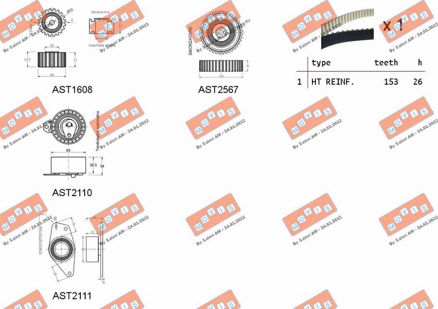 MOVIS ASTK1036 - Комплект зубчатого ремня ГРМ www.autospares.lv