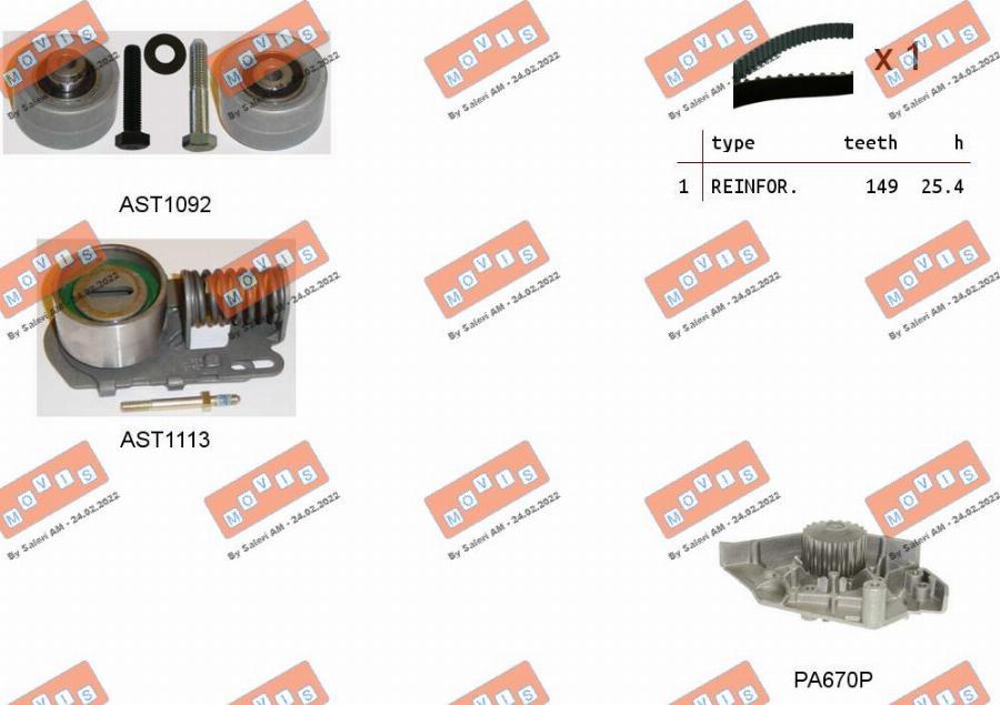 MOVIS ASTK1038PA - Water Pump & Timing Belt Set www.autospares.lv