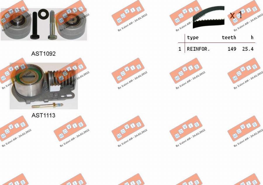 MOVIS ASTK1038 - Timing Belt Set www.autospares.lv