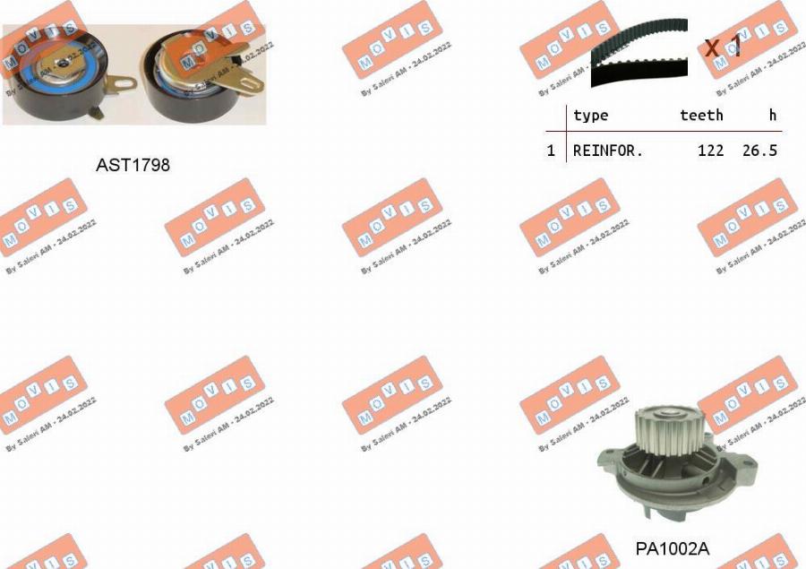 MOVIS ASTK1033PA - Water Pump & Timing Belt Set www.autospares.lv