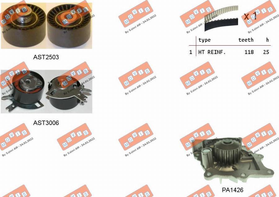 MOVIS ASTK1075PA - Ūdenssūknis + Zobsiksnas komplekts autospares.lv