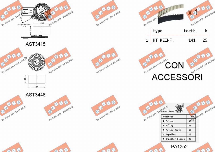 MOVIS ASTK1148PA - Водяной насос + комплект зубчатого ремня ГРМ www.autospares.lv