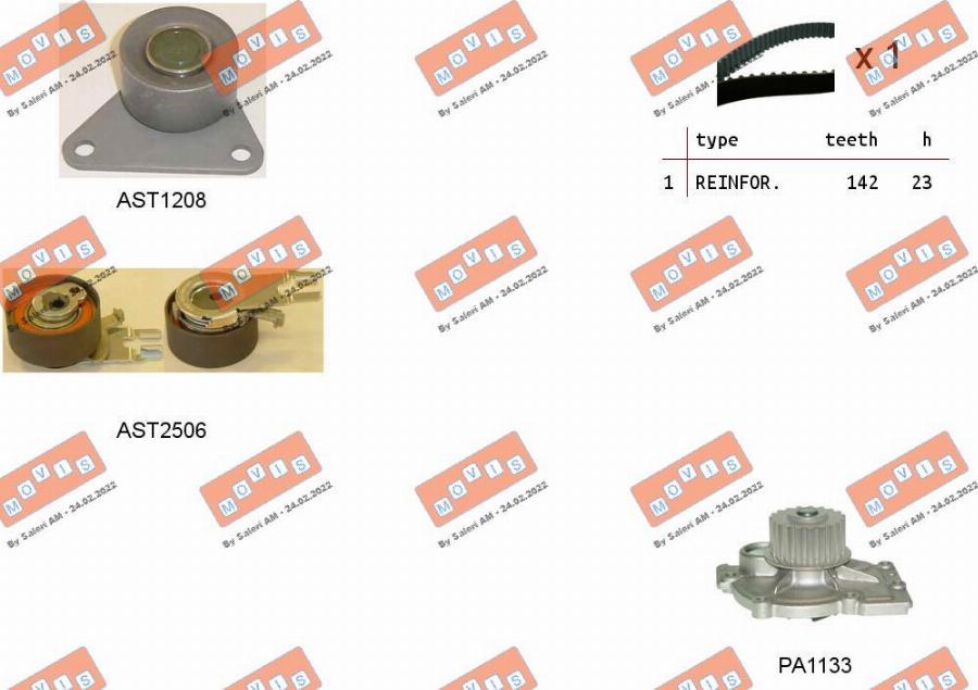 MOVIS ASTK1154PA - Ūdenssūknis + Zobsiksnas komplekts autospares.lv