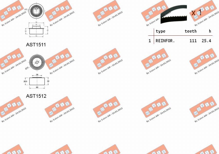 MOVIS ASTK1150 - Zobsiksnas komplekts www.autospares.lv