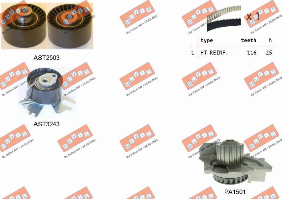 MOVIS ASTK1157PA - Water Pump & Timing Belt Set www.autospares.lv