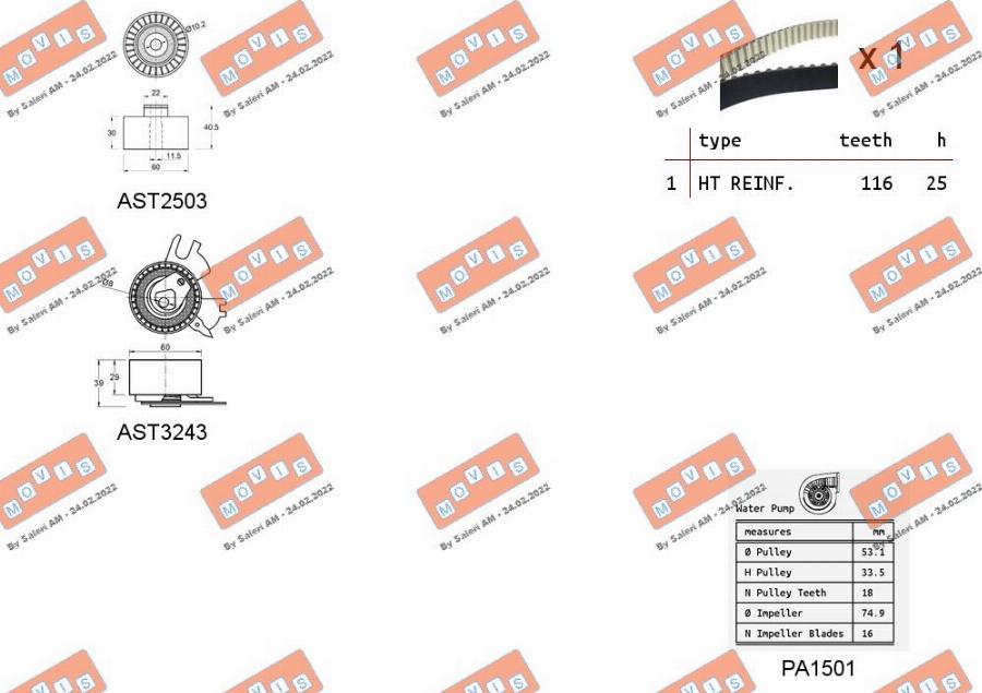 MOVIS ASTK1157PA - Water Pump & Timing Belt Set www.autospares.lv