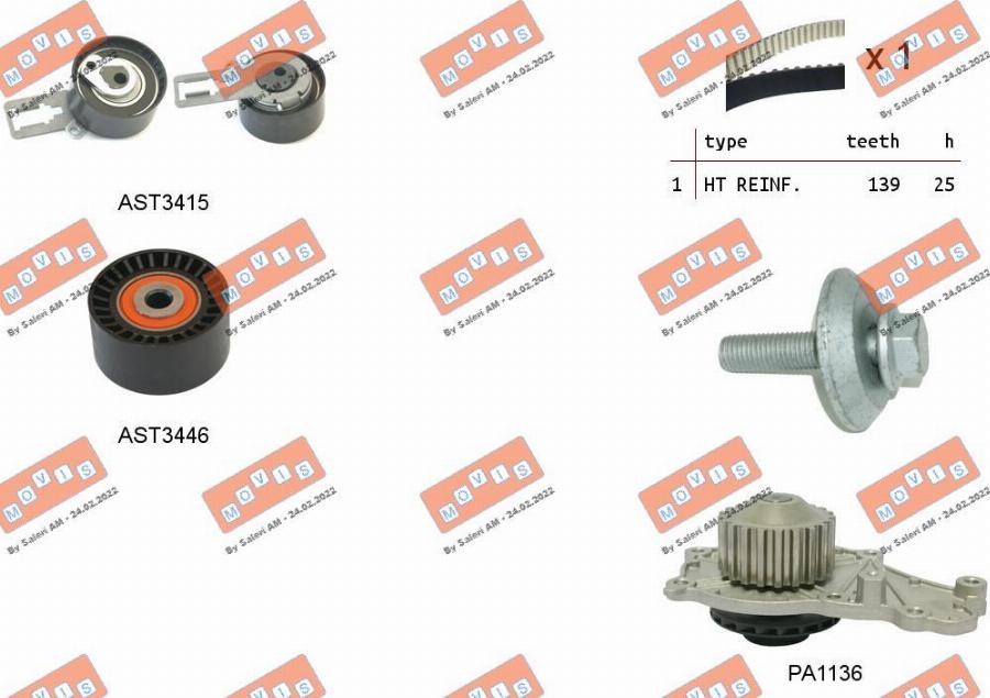 MOVIS ASTK1169PA - Water Pump & Timing Belt Set www.autospares.lv