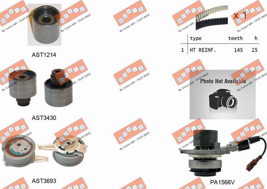 MOVIS ASTK1166PA2 - Ūdenssūknis + Zobsiksnas komplekts autospares.lv