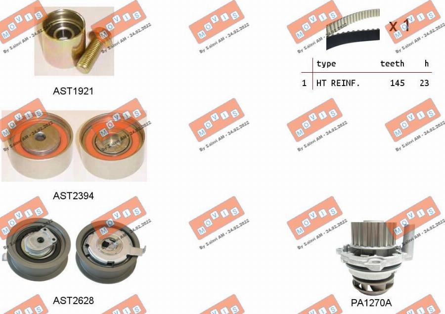 MOVIS ASTK1102PA - Water Pump & Timing Belt Set www.autospares.lv