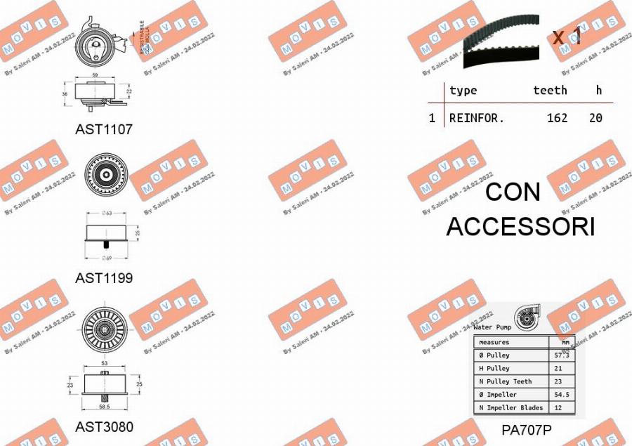 MOVIS ASTK1107PA2 - Ūdenssūknis + Zobsiksnas komplekts www.autospares.lv