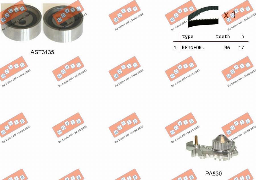 MOVIS ASTK1115PA - Water Pump & Timing Belt Set www.autospares.lv