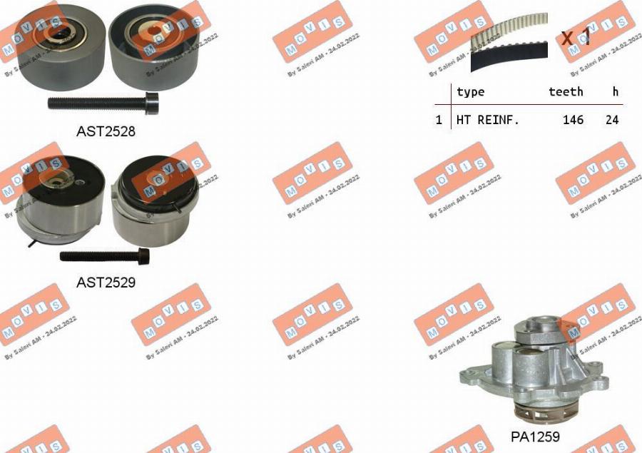 MOVIS ASTK1110PA - Water Pump & Timing Belt Set www.autospares.lv