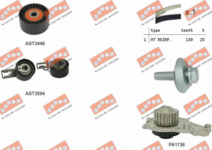 MOVIS ASTK1176PA - Water Pump & Timing Belt Set www.autospares.lv