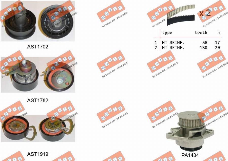 MOVIS ASTK1171PA - Water Pump & Timing Belt Set www.autospares.lv