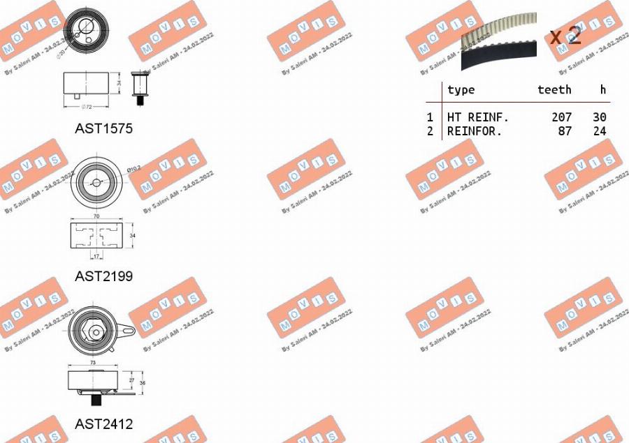 MOVIS ASTK1173 - Zobsiksnas komplekts www.autospares.lv