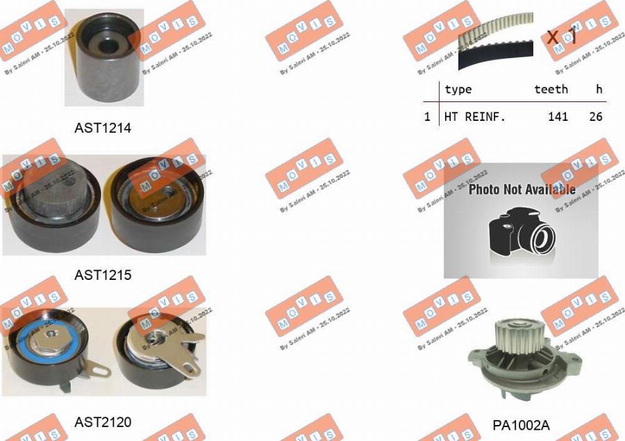 MOVIS ASTK1294PA - Water Pump & Timing Belt Set www.autospares.lv