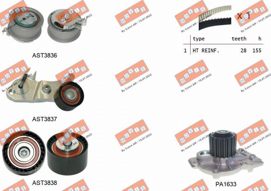 MOVIS ASTK1292PA - Ūdenssūknis + Zobsiksnas komplekts autospares.lv