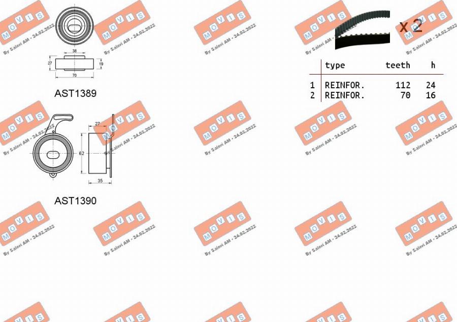 MOVIS ASTK1206 - Комплект зубчатого ремня ГРМ www.autospares.lv