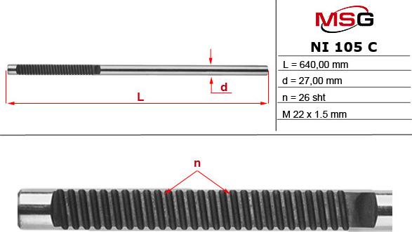 MSG NI 105 C - Aksiālais šarnīrs, Stūres šķērsstiepnis www.autospares.lv