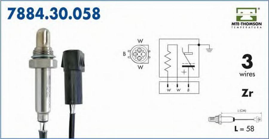 MTE-Thomson 7884.30.058 - Лямбда-зонд, датчик кислорода www.autospares.lv