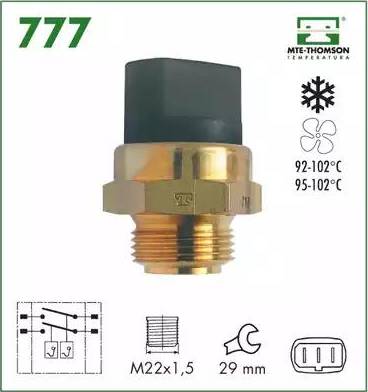 MTE-Thomson 777 - Temperature Switch, radiator / air conditioner fan www.autospares.lv