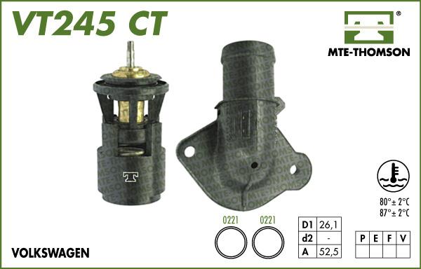 MTE-Thomson VT245.87CT - Термостат охлаждающей жидкости / корпус www.autospares.lv