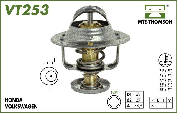 MTE-Thomson VT253.82 - Термостат охлаждающей жидкости / корпус www.autospares.lv