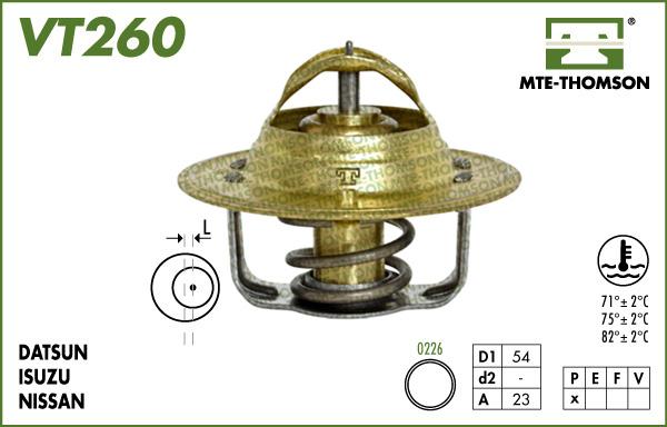 MTE-Thomson VT260.82 - Термостат охлаждающей жидкости / корпус www.autospares.lv