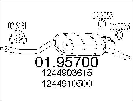 MTS 01.95700 - Izplūdes gāzu trokšņa slāpētājs (pēdējais) www.autospares.lv