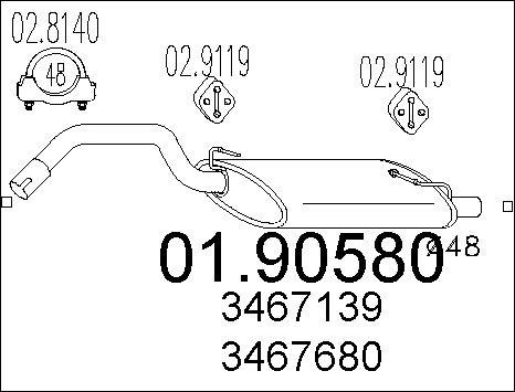 MTS 01.90580 - Izplūdes gāzu trokšņa slāpētājs (pēdējais) www.autospares.lv