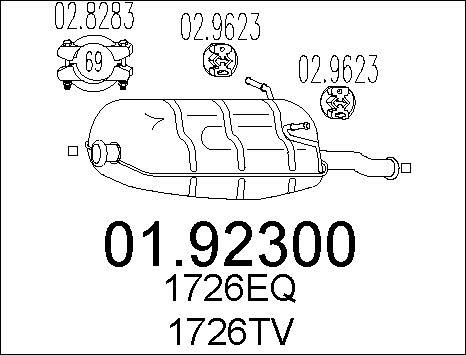 MTS 01.92300 - Izplūdes gāzu trokšņa slāpētājs (pēdējais) www.autospares.lv