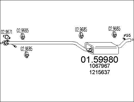 MTS 01.59980 - Vidējais izpl. gāzu trokšņa slāpētājs www.autospares.lv