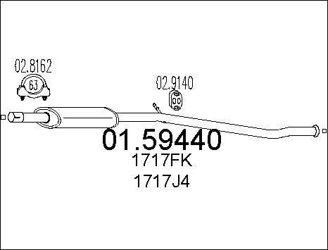 MTS 01.59440 - Vidējais izpl. gāzu trokšņa slāpētājs www.autospares.lv