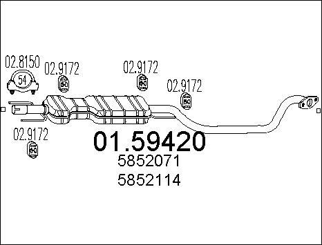 MTS 01.59420 - Vidējais izpl. gāzu trokšņa slāpētājs www.autospares.lv