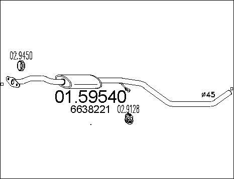 MTS 01.59540 - Vidējais izpl. gāzu trokšņa slāpētājs www.autospares.lv