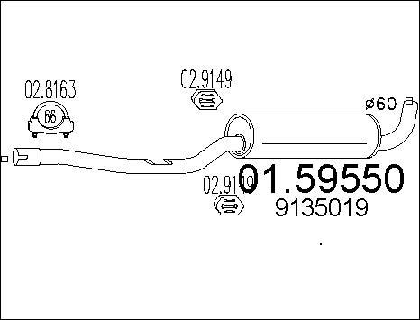 MTS 01.59550 - Vidējais izpl. gāzu trokšņa slāpētājs www.autospares.lv