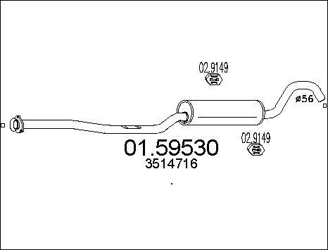 MTS 01.59530 - Vidējais izpl. gāzu trokšņa slāpētājs www.autospares.lv