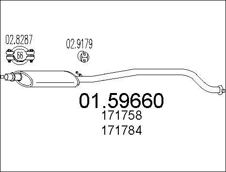 MTS 01.59660 - Vidējais izpl. gāzu trokšņa slāpētājs www.autospares.lv