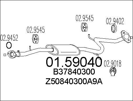 MTS 01.59040 - Vidējais izpl. gāzu trokšņa slāpētājs www.autospares.lv