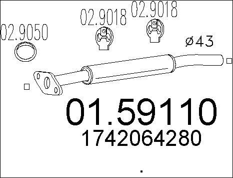 MTS 01.59110 - Vidējais izpl. gāzu trokšņa slāpētājs www.autospares.lv