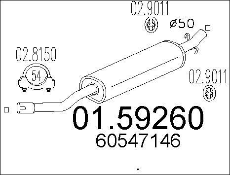 MTS 01.59260 - Vidējais izpl. gāzu trokšņa slāpētājs www.autospares.lv