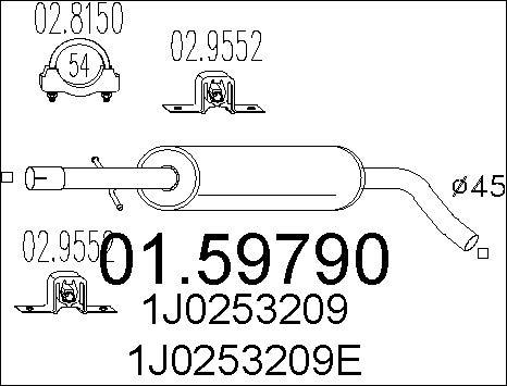 MTS 01.59790 - Vidējais izpl. gāzu trokšņa slāpētājs www.autospares.lv