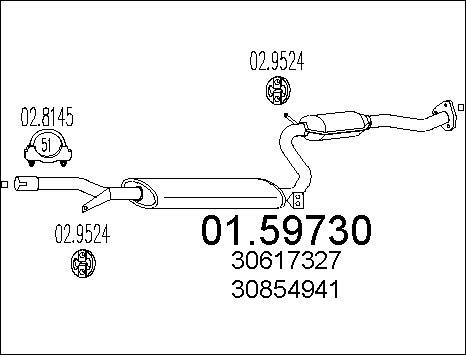 MTS 01.59730 - Vidējais izpl. gāzu trokšņa slāpētājs www.autospares.lv