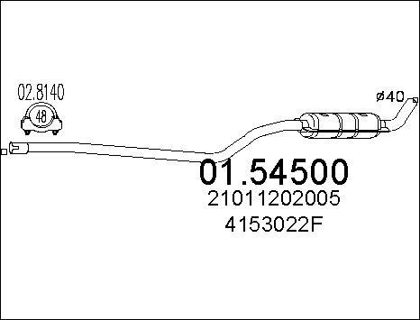 MTS 01.54500 - Vidējais izpl. gāzu trokšņa slāpētājs www.autospares.lv